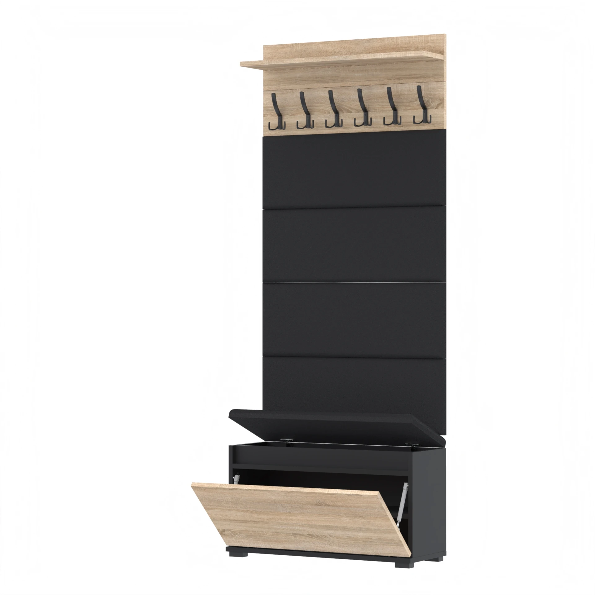Garderoba C8 80x36cm VB80 WP80 4 Panele D1 N1 CZARNY DRZWI-SONOMA