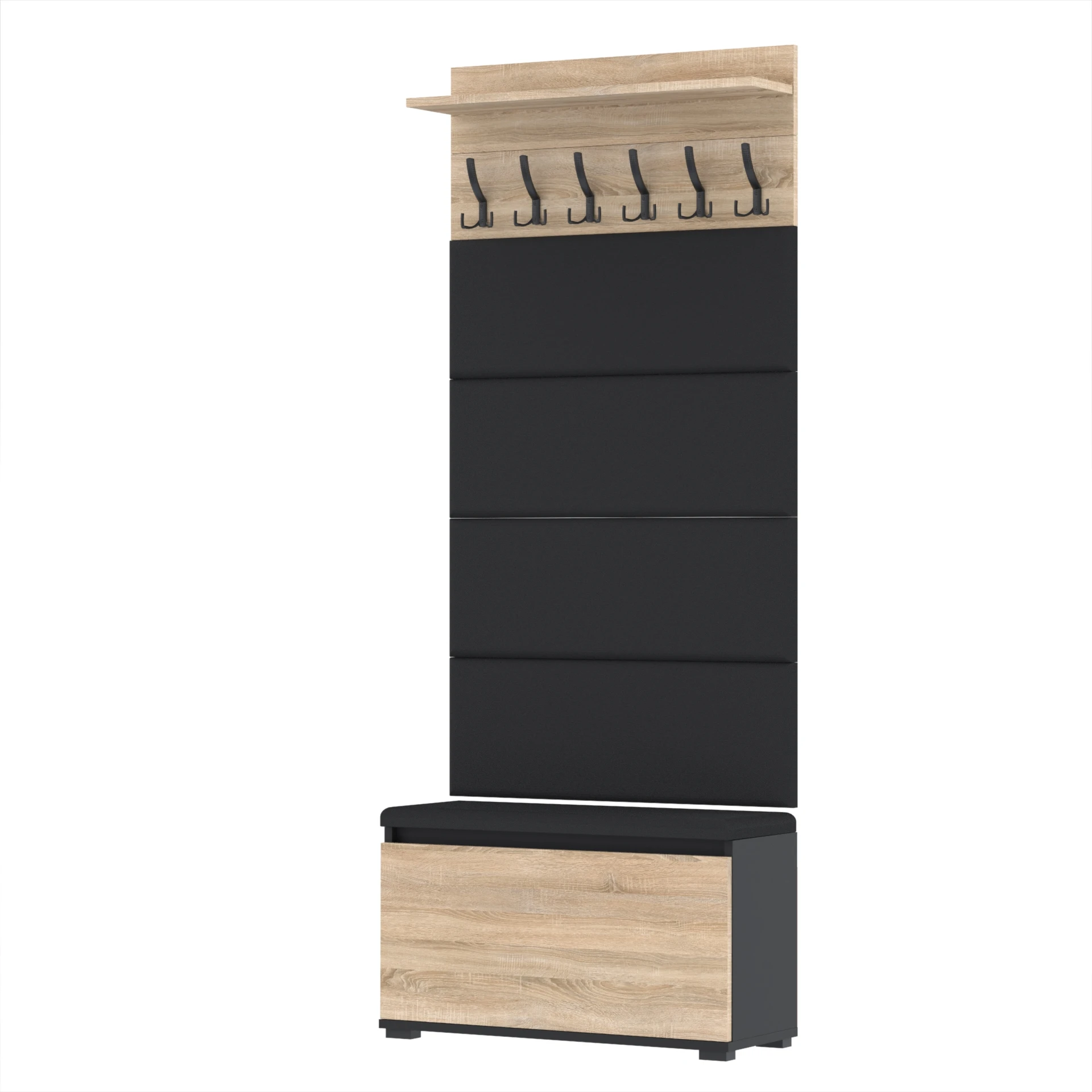 Garderoba C8 80x36cm VB80 WP80 4 Panele D1 N1 CZARNY DRZWI-SONOMA