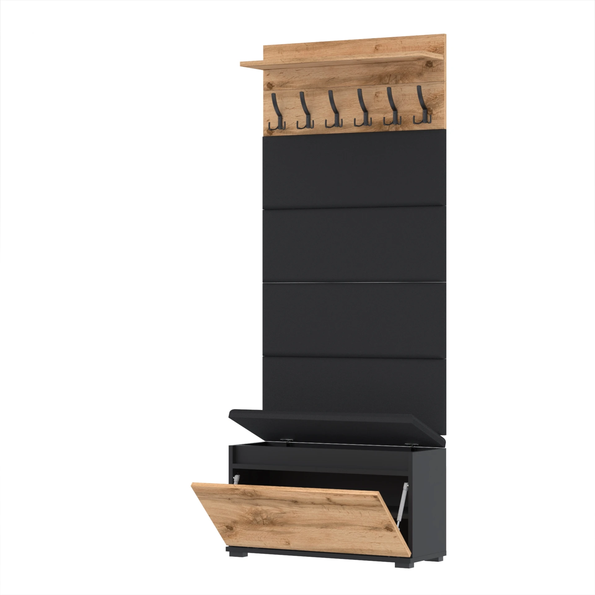 Garderoba C8 80x36cm VB80 WP80 4 Panele D1 N1 CZARNY DRZWI-WOTAN