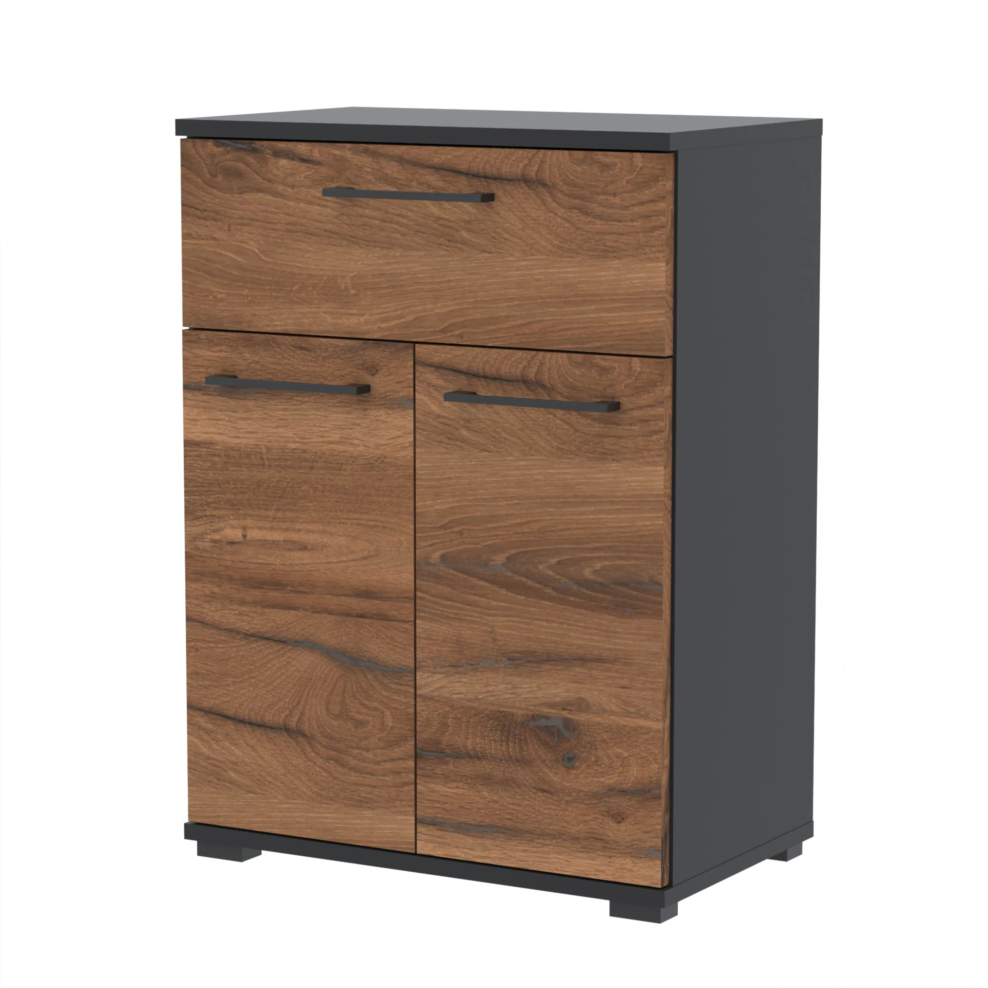 Szafka TRES na buty z szufladą  TRES-D2N1 50×36×81.6 cm 3 półki i szuflada D2N1 CZARNY DRZWI-ESTANA FRONT-ESTANA