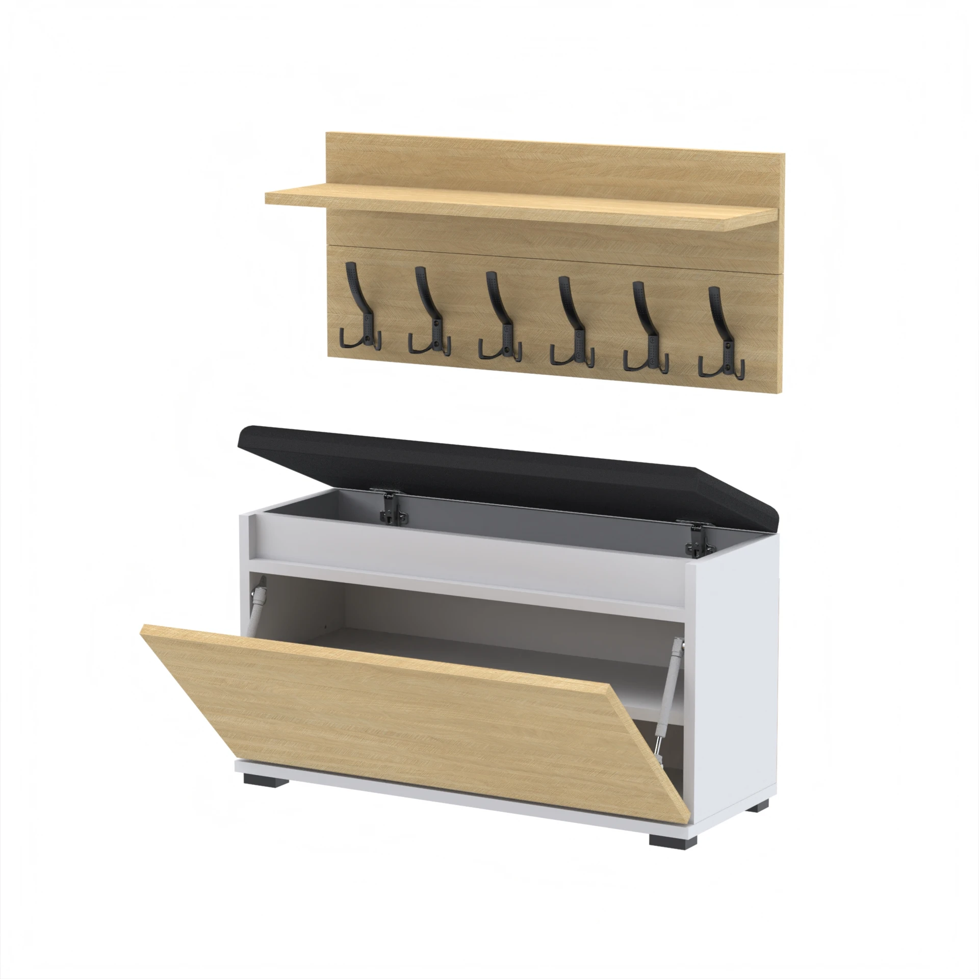 Zestaw siedzisko z wieszakiem C7 80x36cm VB80 WP80 D1 N1 BIALY DRZWI-SCANDI