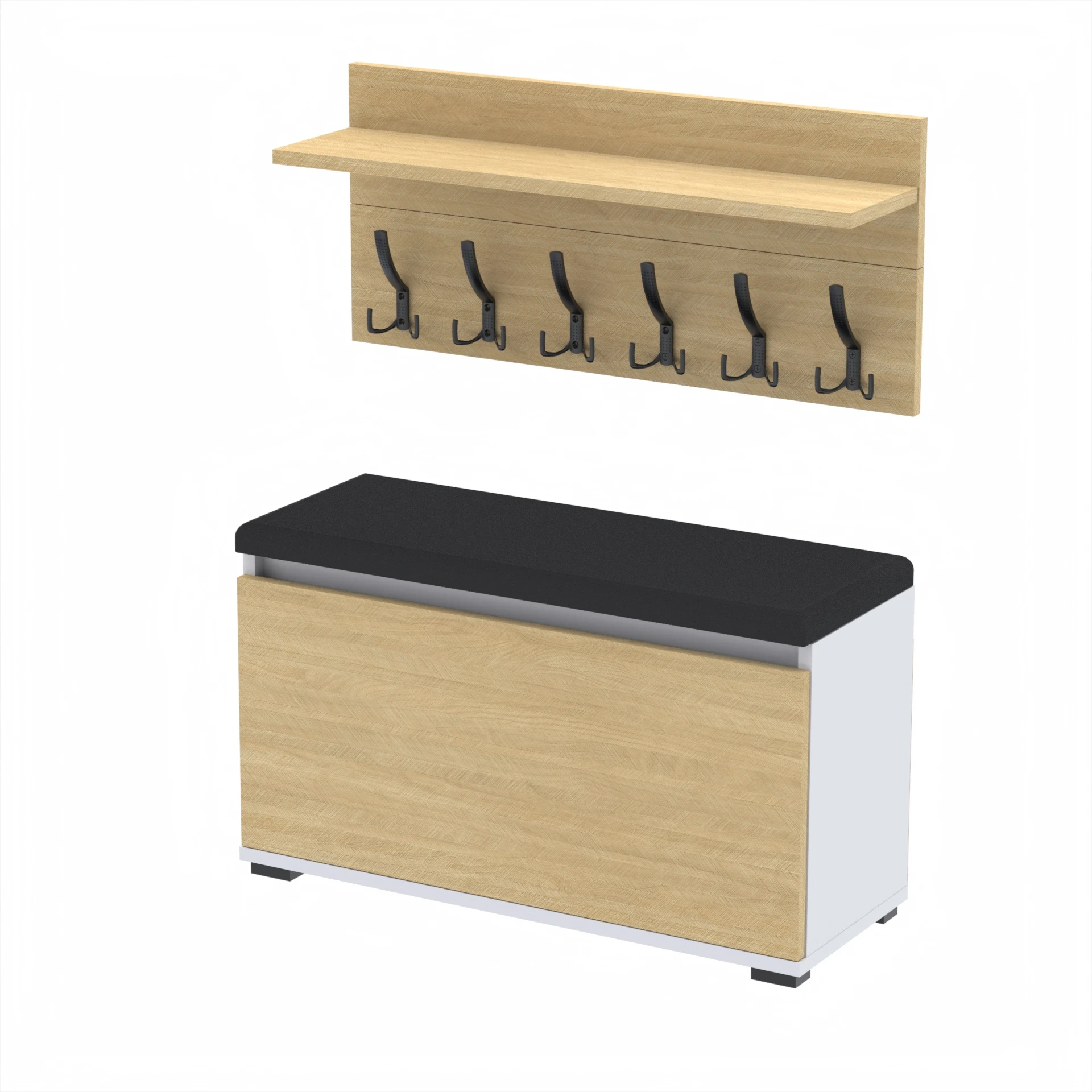 Zestaw siedzisko z wieszakiem C7 80x36cm VB80 WP80 D1 N1 BIALY DRZWI-SCANDI