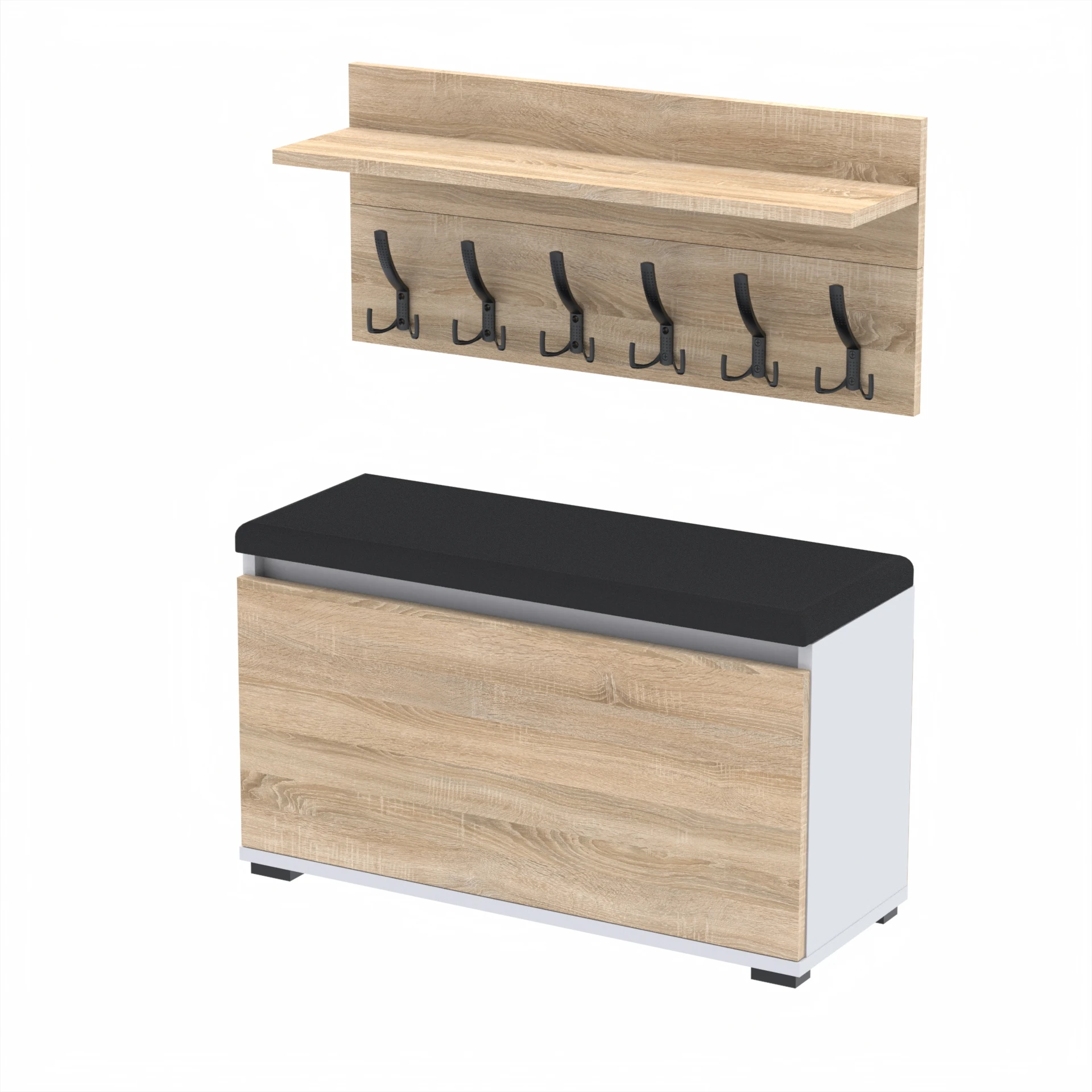 Zestaw siedzisko z wieszakiem C7 80x36cm VB80 WP80 D1 N1 BIALY DRZWI-SONOMA