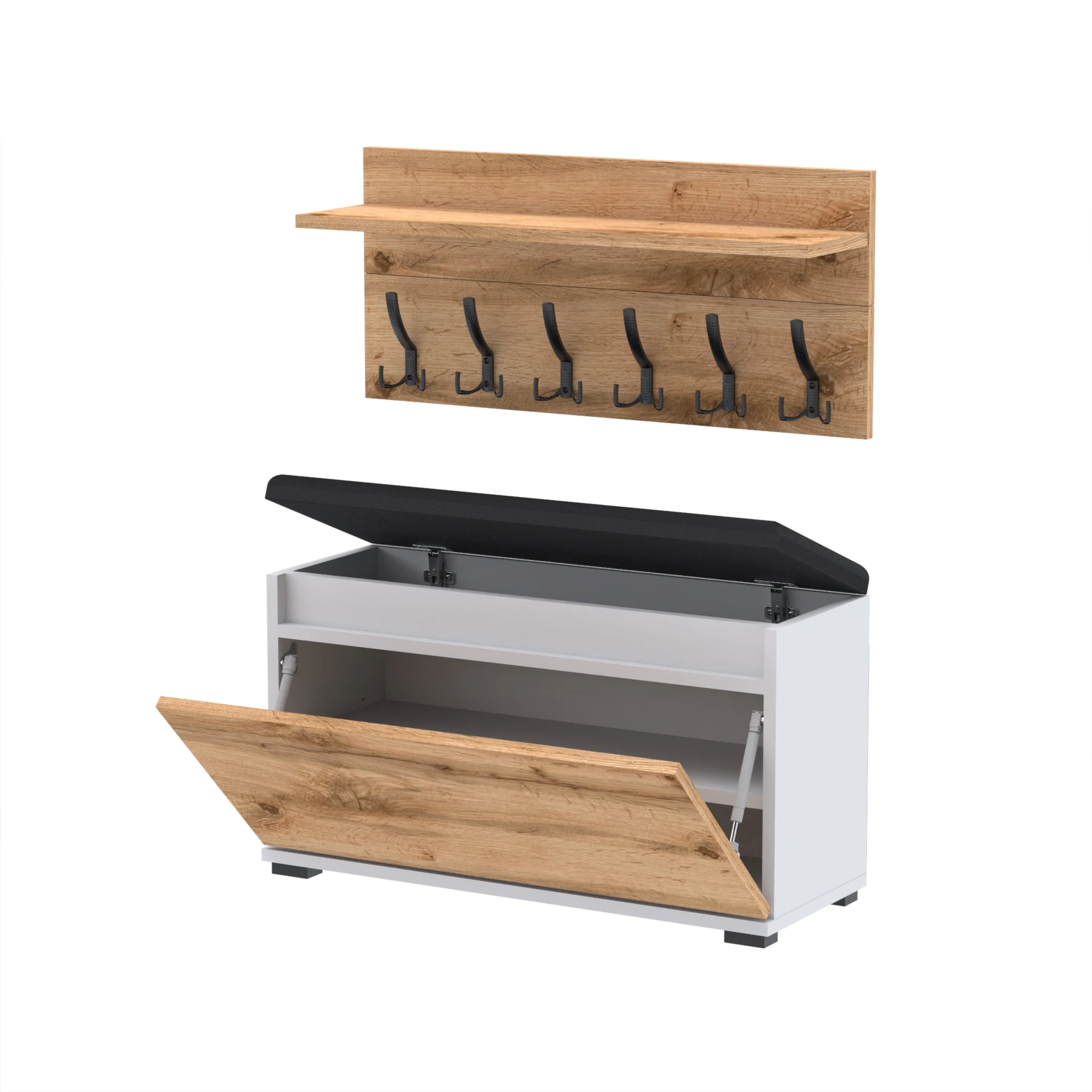 Zestaw siedzisko z wieszakiem C7 80x36cm VB80 WP80 D1 N1 BIALY DRZWI-WOTAN