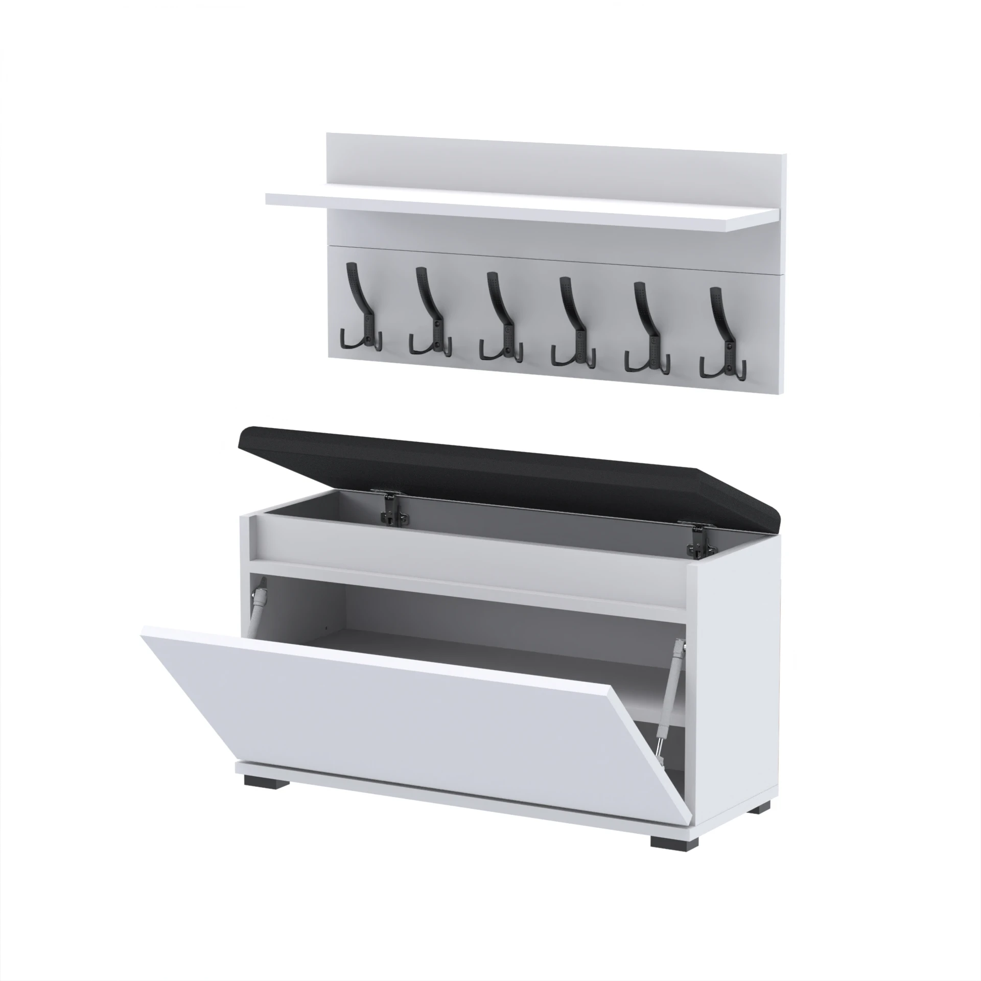 Zestaw siedzisko z wieszakiem C7 90x30cm VB90 WP90 D1 N1 BIALY