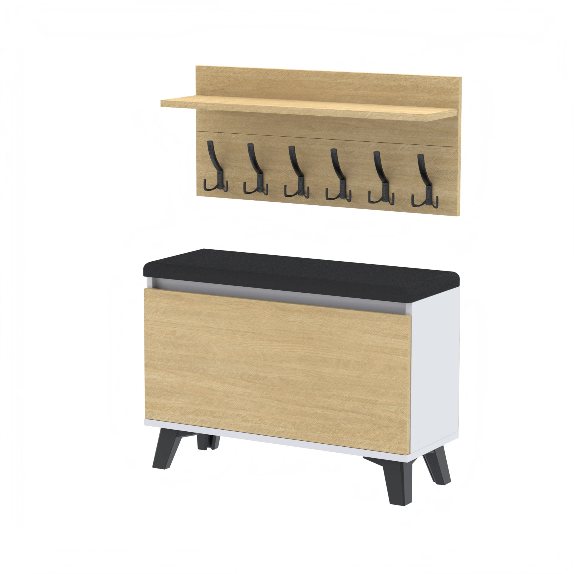 Zestaw siedzisko z wieszakiem C5 80x36cm VB80 WP80 D1 N2 BIALY DRZWI-SCANDI