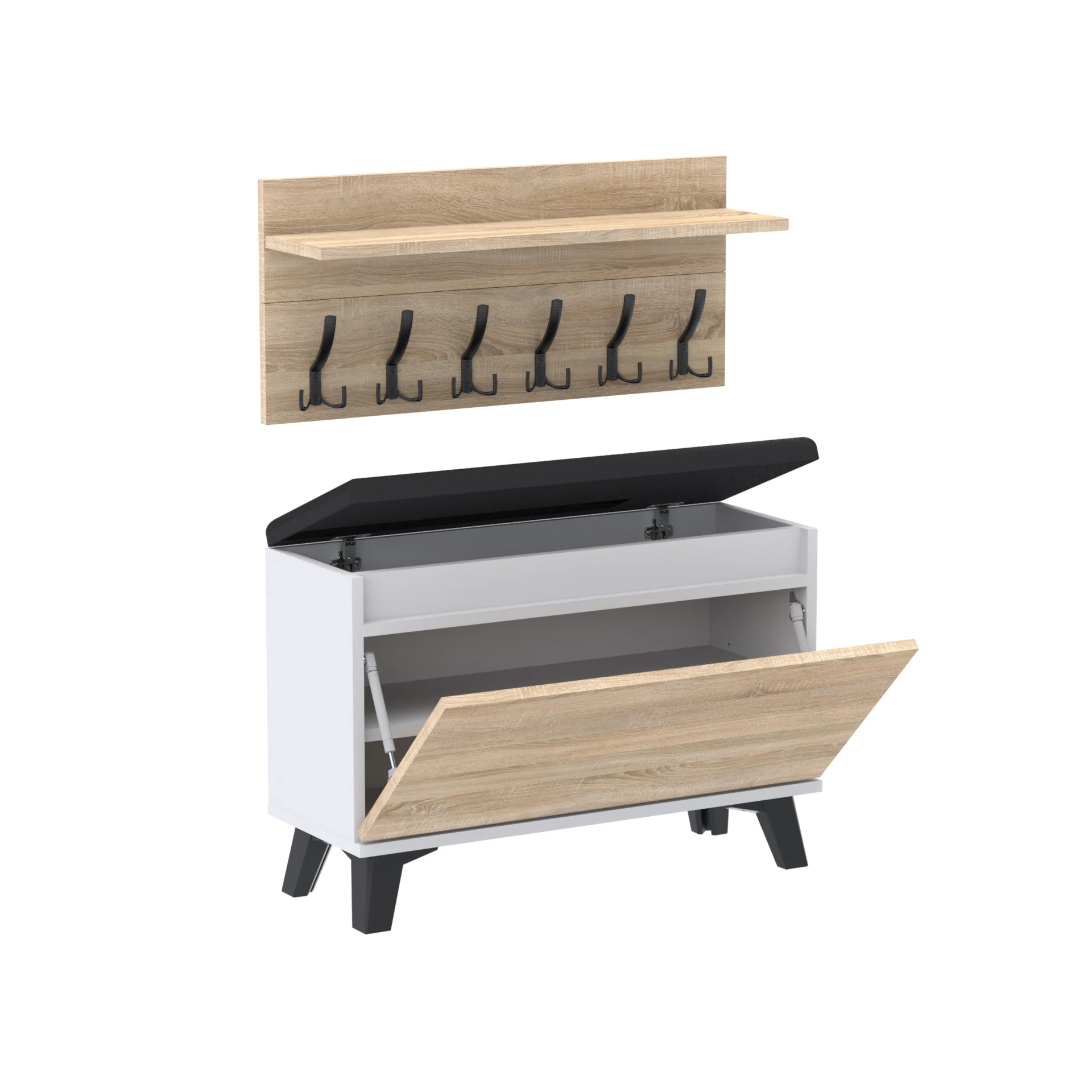 Zestaw siedzisko z wieszakiem C5 80x36cm VB80 WP80 D1 N2 BIALY DRZWI-SONOMA