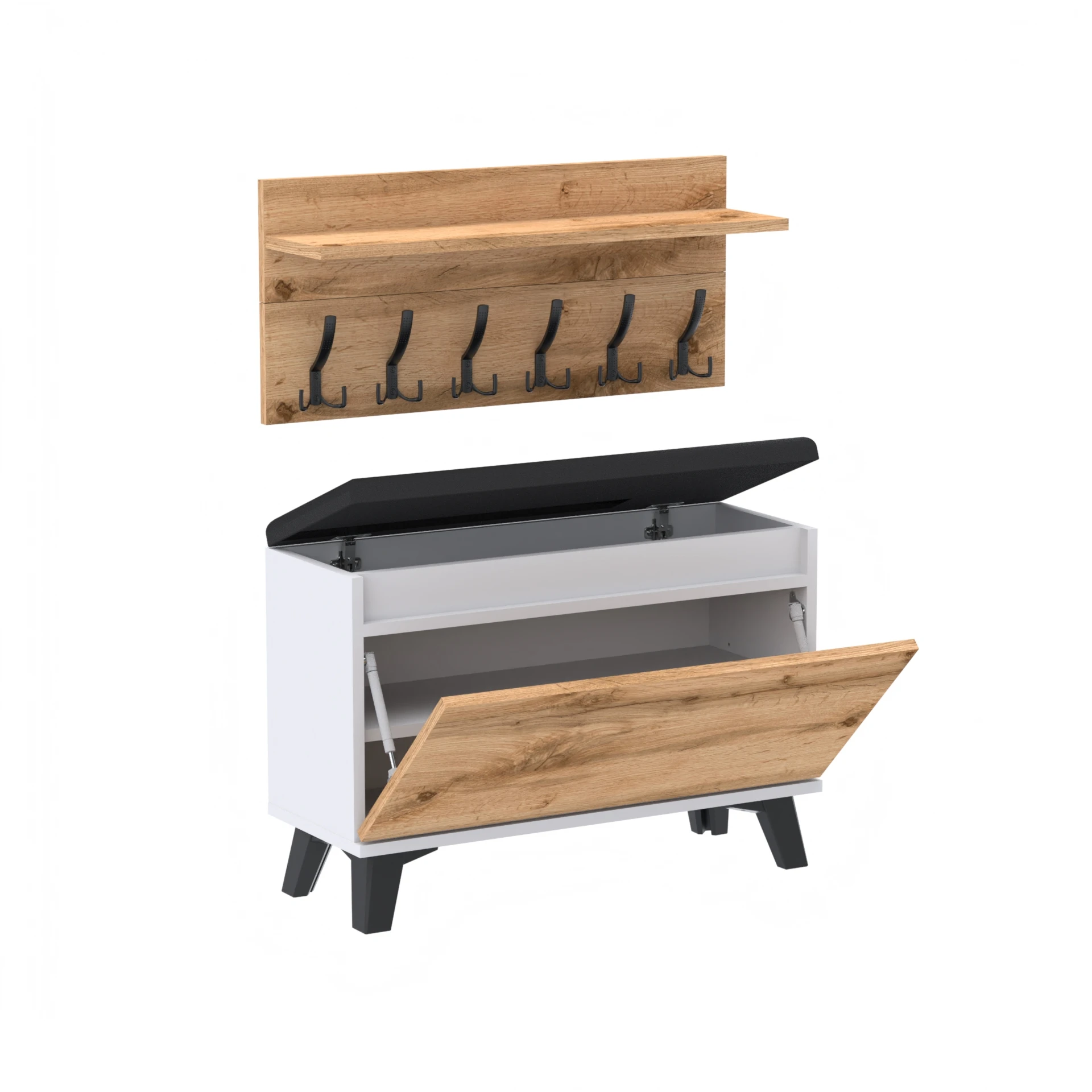Zestaw siedzisko z wieszakiem C5 80x36cm VB80 WP80 D1 N2 BIALY DRZWI-WOTAN