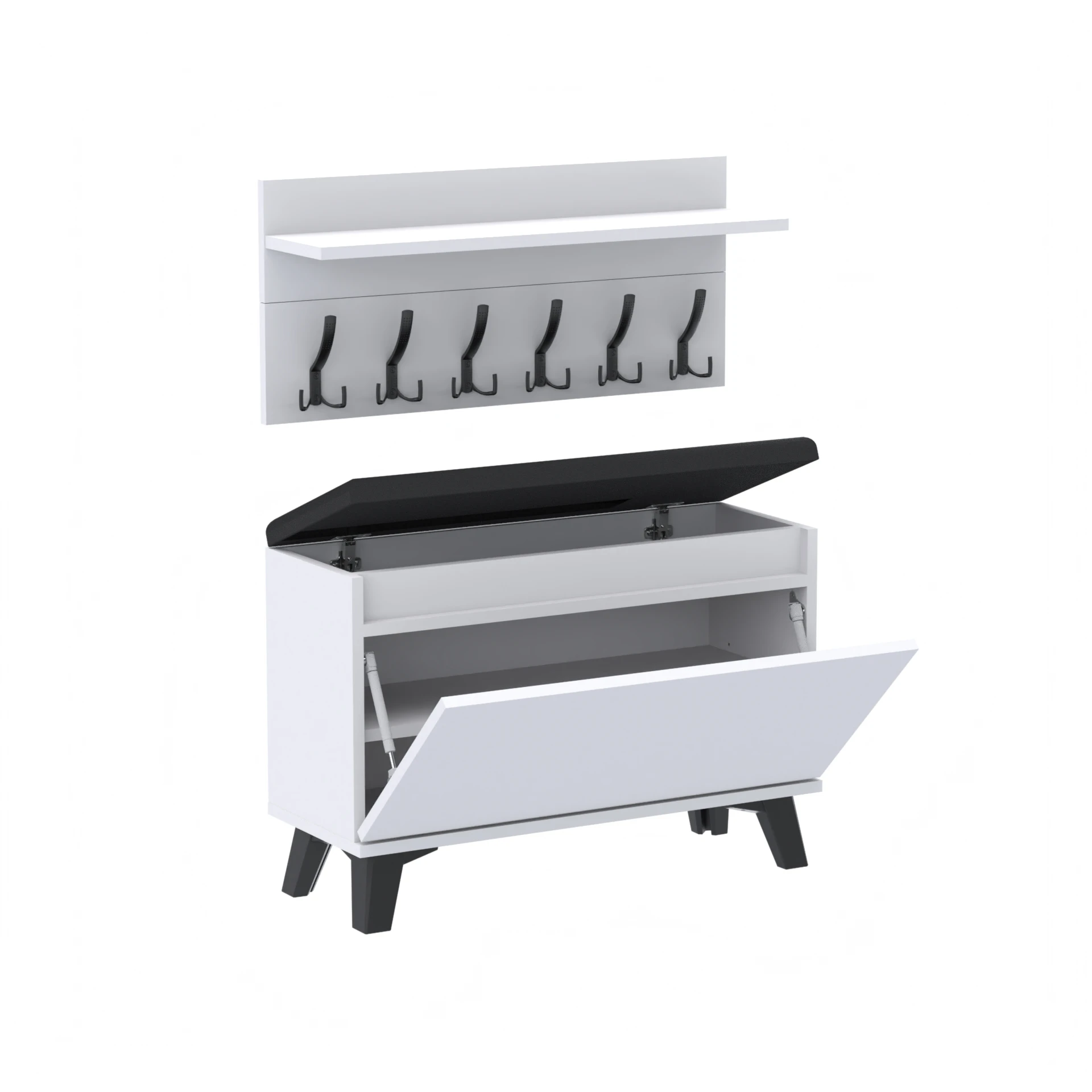 Zestaw siedzisko z wieszakiem C5 90x30cm VB90 WP90 D1 N2 BIALY