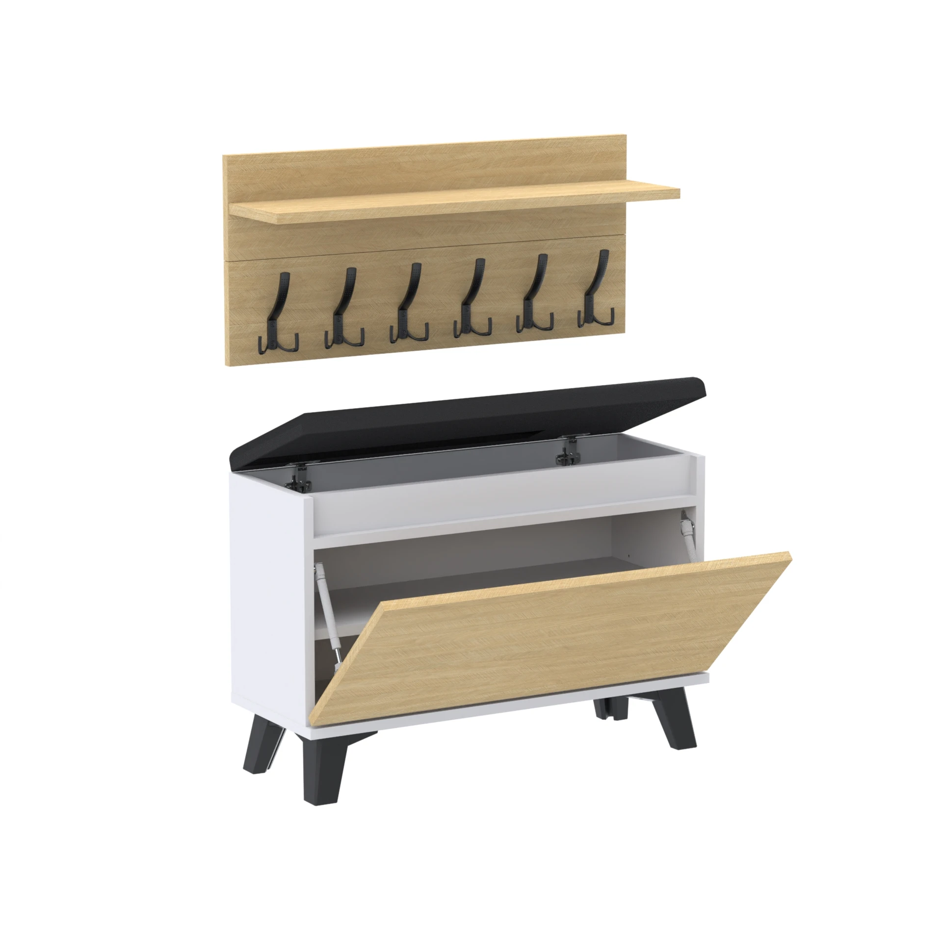 Zestaw siedzisko z wieszakiem C5 90x30cm VB90 WP90 D1 N2 BIALY DRZWI-SCANDI