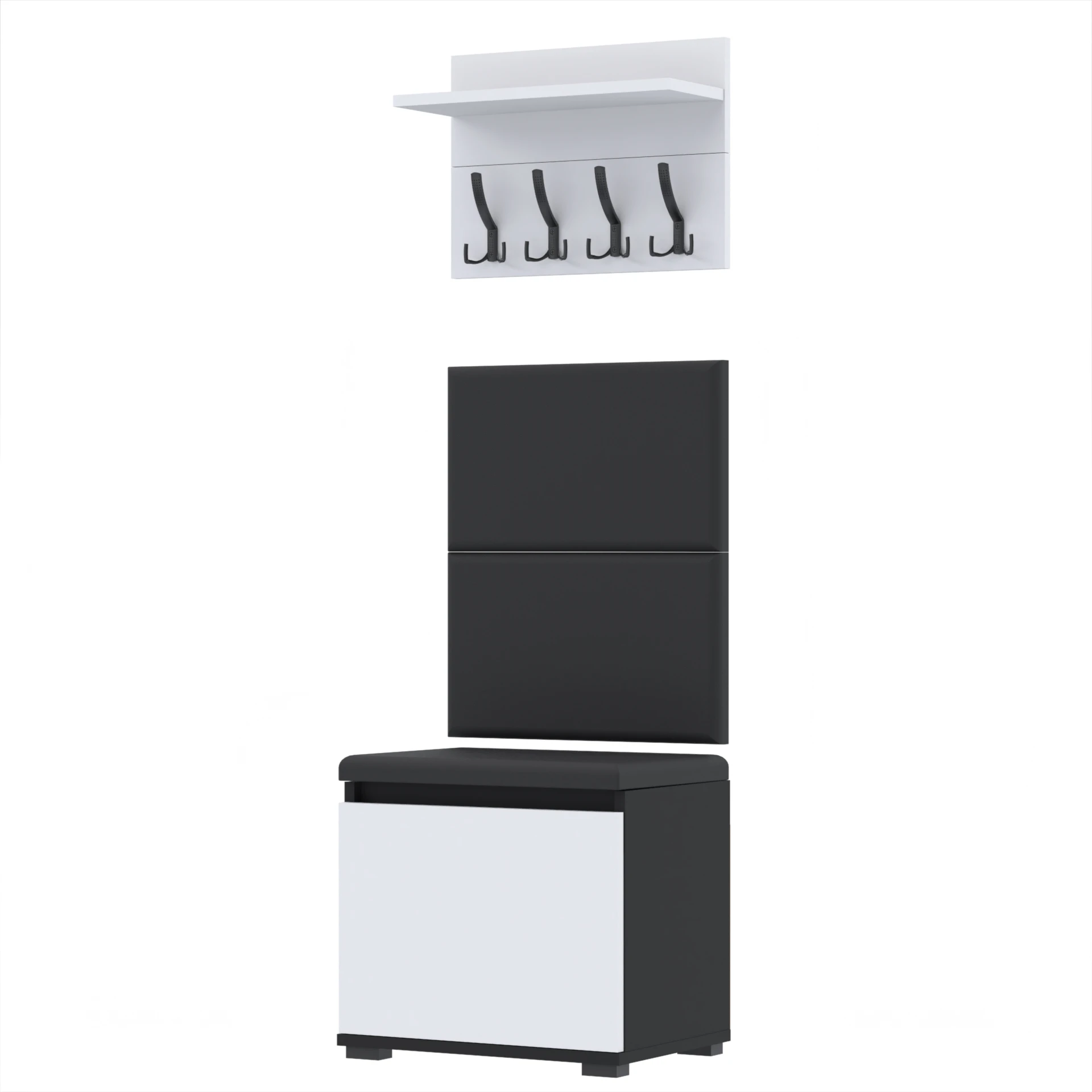 Garderoba A1 50x30cm VB50 WP50 2 Panele D1 N1 CZARNY DRZWI-BIALY Szybka wysyłka