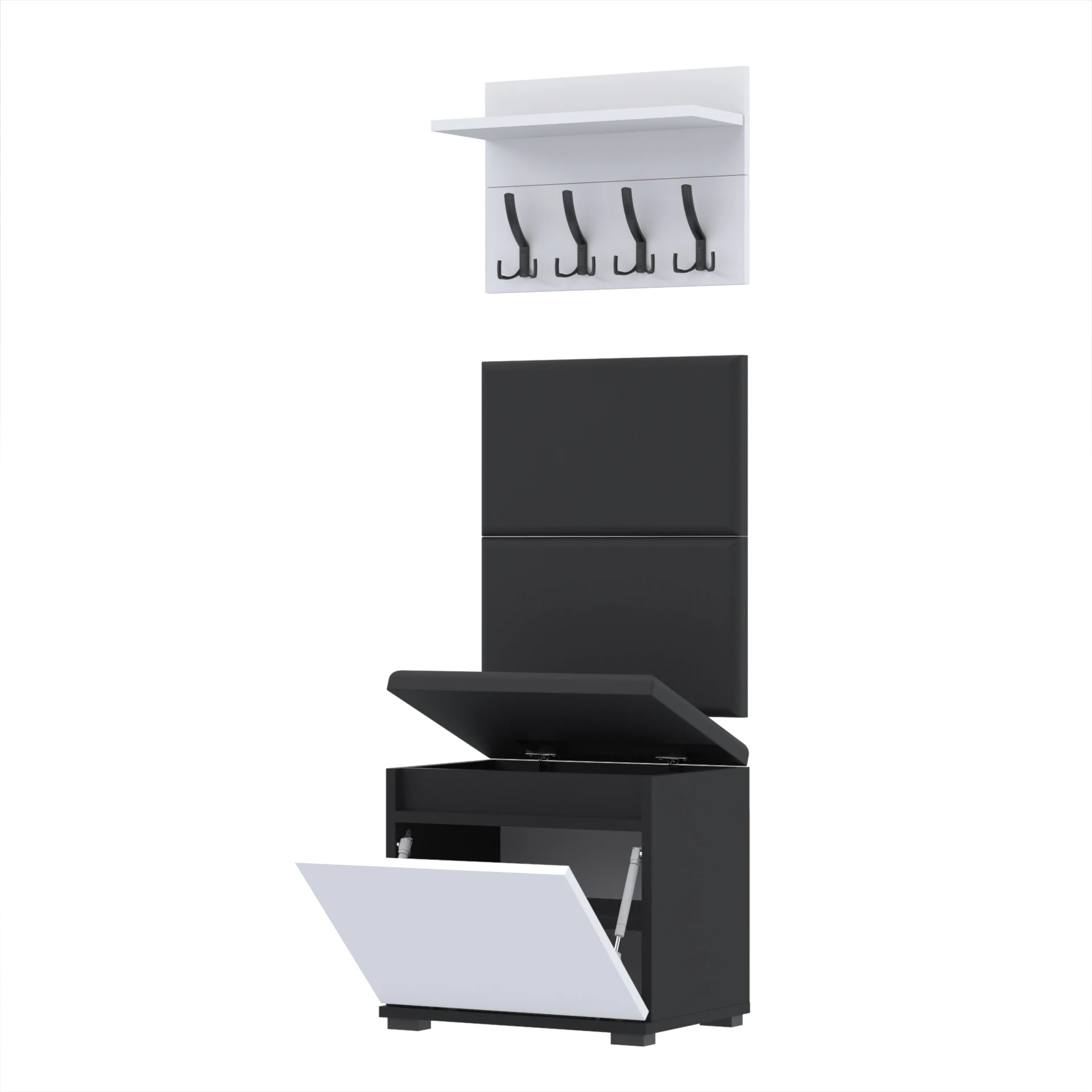 Garderoba A1 50x30cm VB50 WP50 2 Panele D1 N1 CZARNY DRZWI-BIALY Szybka wysyłka