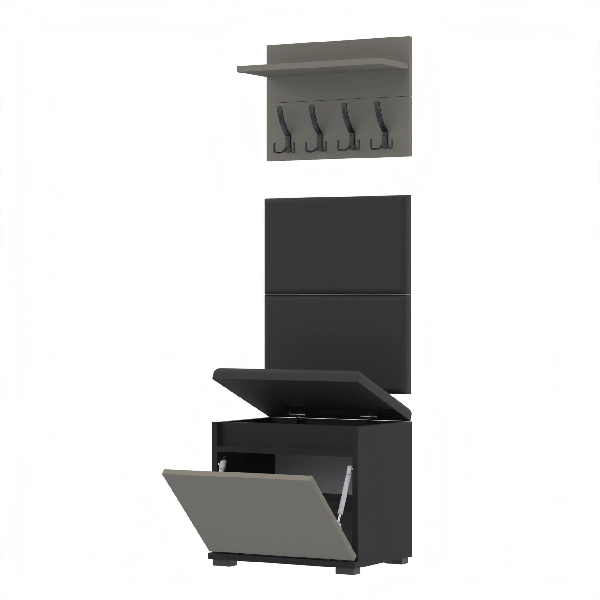 Garderoba A1 50x30cm VB50 WP50 2 Panele D1 N1 CZARNY DRZWI-KASZMIR Szybka wysyłka