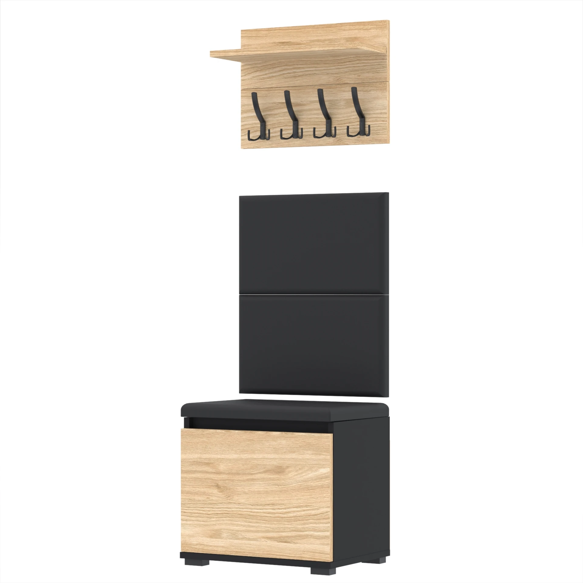 Garderoba A1 50x30cm VB50 WP50 2 Panele D1 N1 CZARNY DRZWI-OLEJOWANY Szybka wysyłka