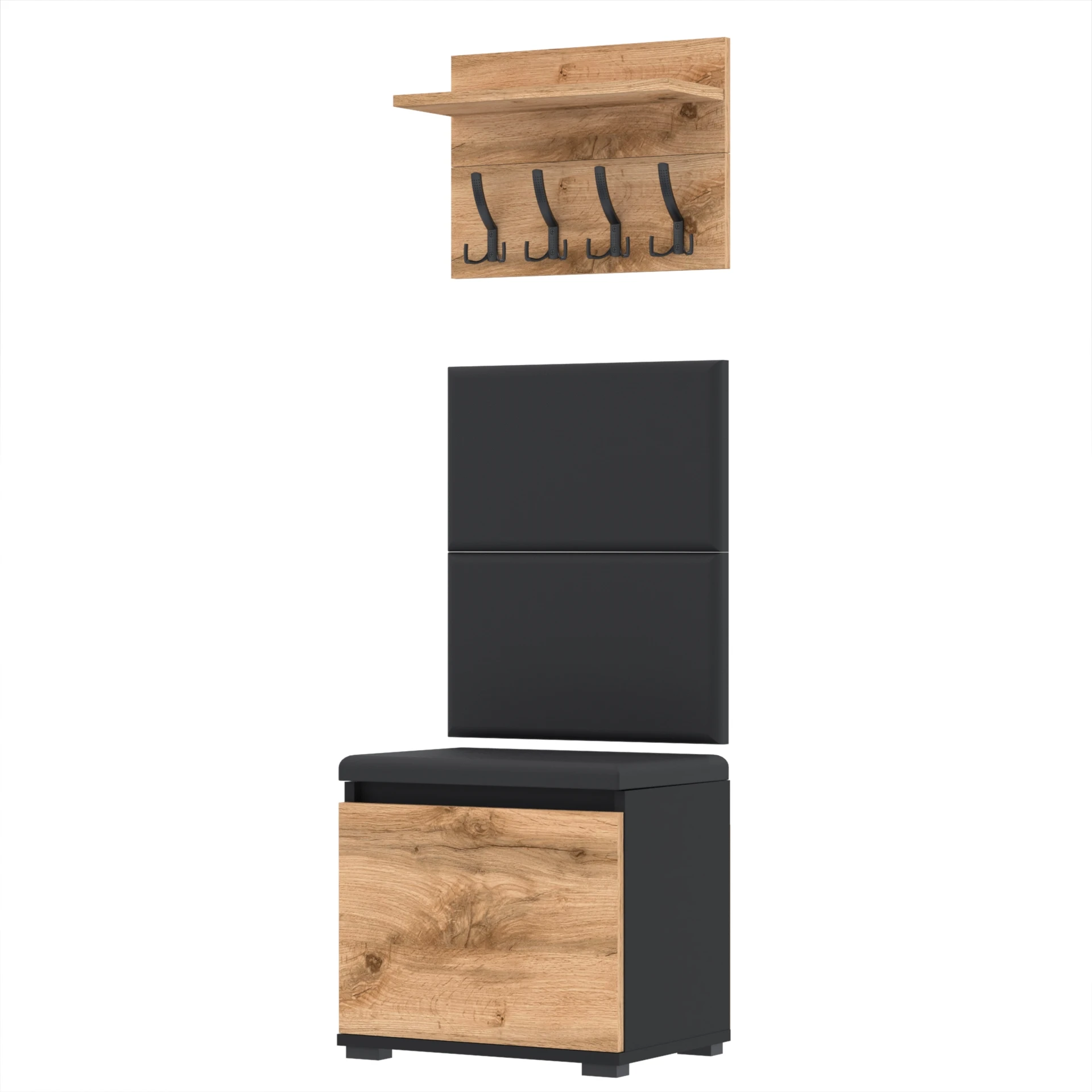 Garderoba A1 50x30cm VB50 WP50 2 Panele D1 N1 CZARNY DRZWI-WOTAN Szybka wysyłka