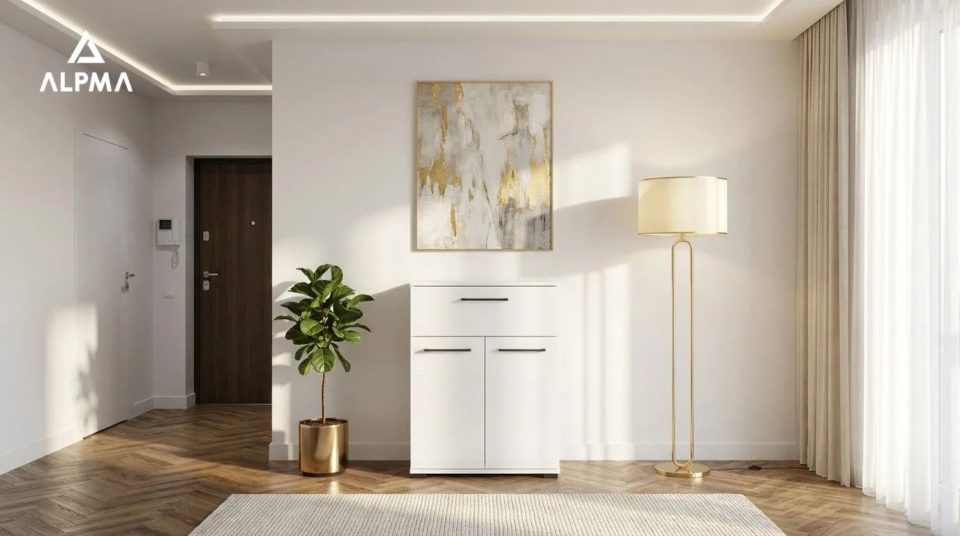 Szafka TRES na buty z szufladą  TRES-D2N1 60×36×81.6 cm 3 półki i szuflada D2N1 BIALY