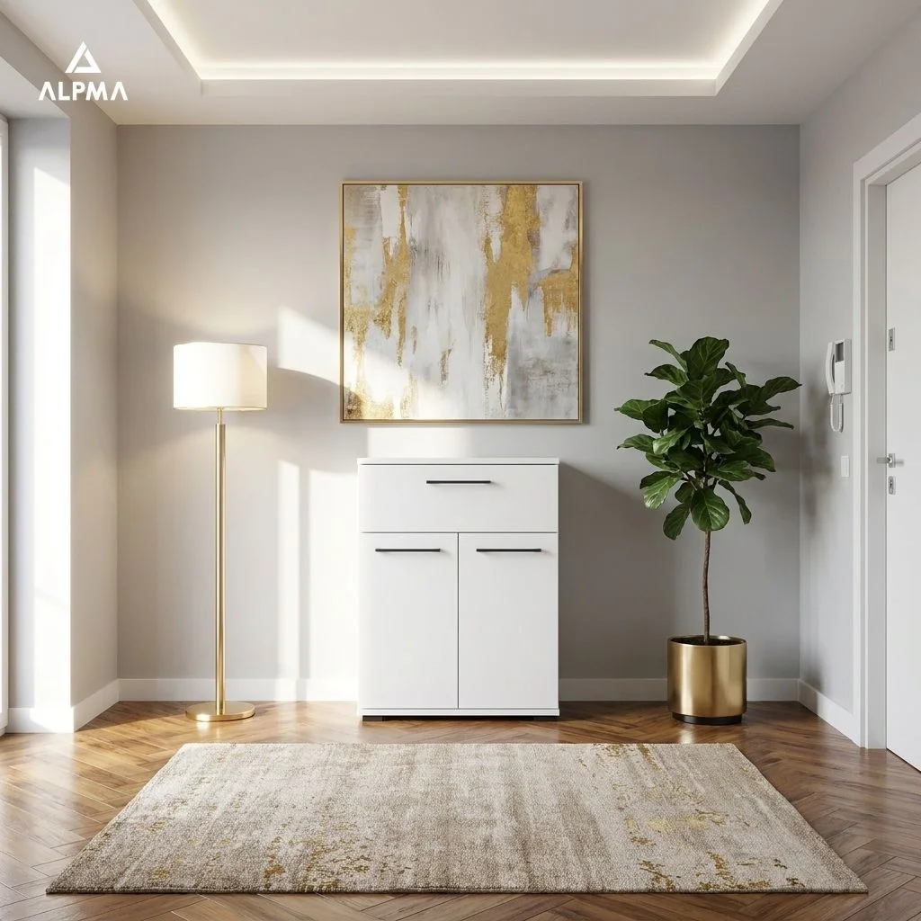 Szafka TRES na buty z szufladą  TRES-D2N1 70×36×81.6 cm 3 półki i szuflada D2N1 BIALY